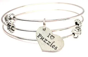 I Love Puzzles Triple Style Expandable Bangle Bracelet