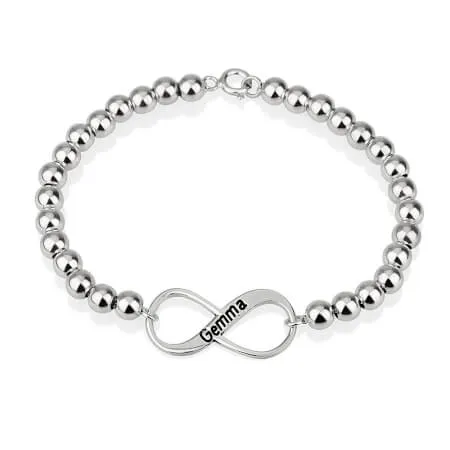 Infinity Bead Bracelet Sterling Silver