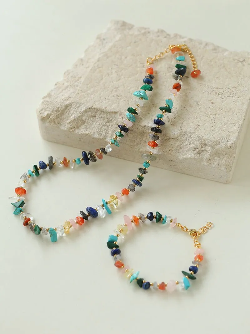 Irregular Colored Broken Stone Bead Bracelets