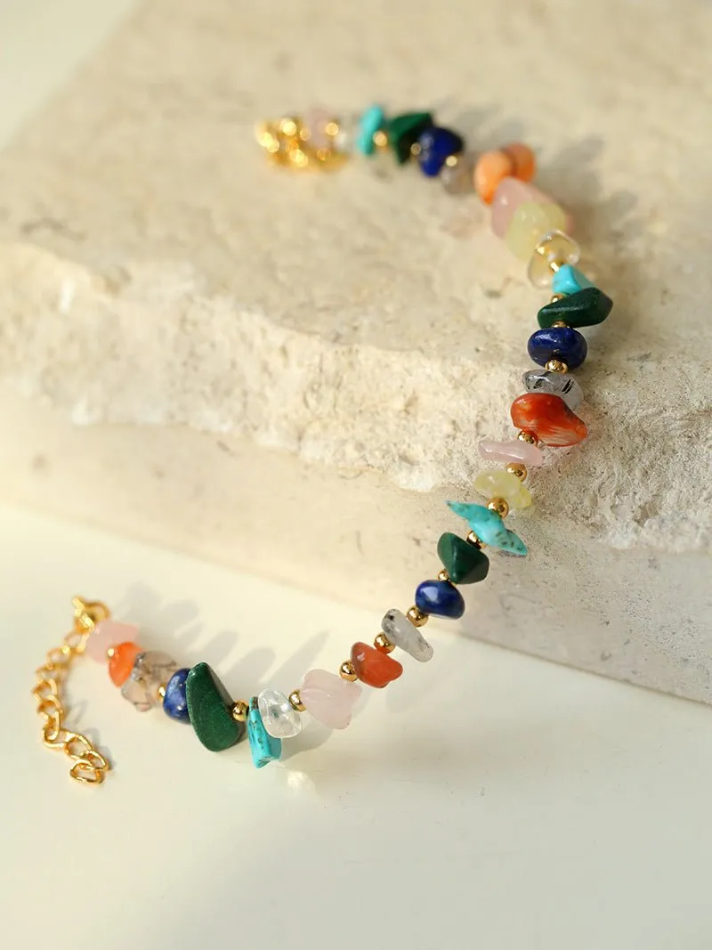 Irregular Colored Broken Stone Bead Bracelets