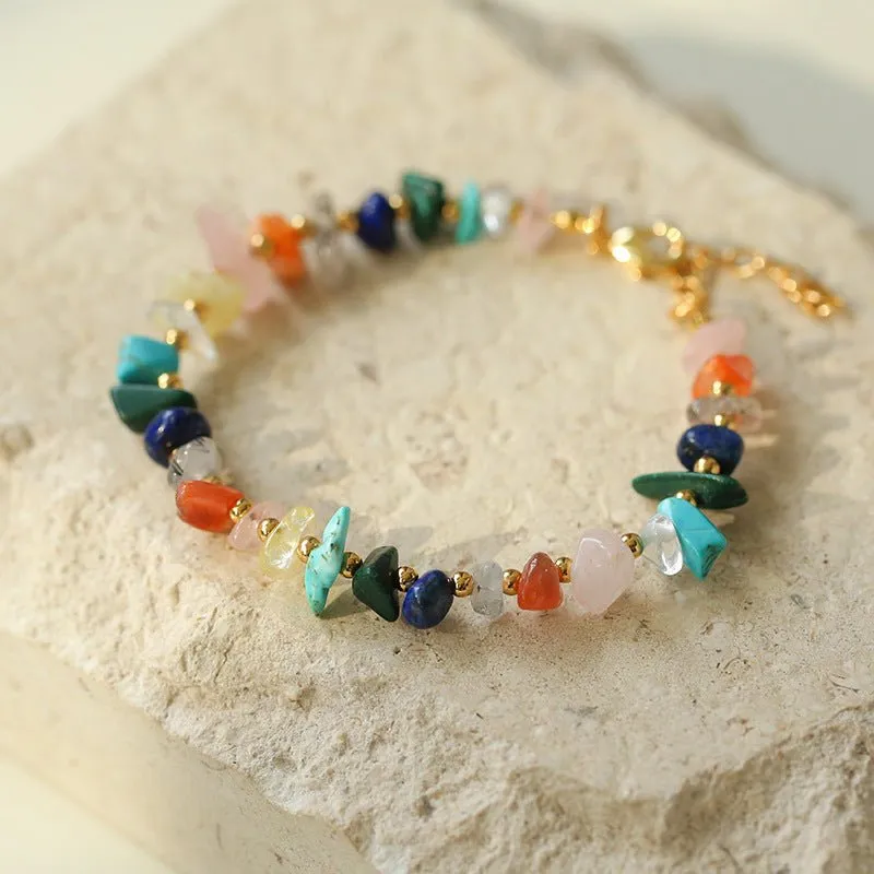 Irregular Colored Broken Stone Bead Bracelets