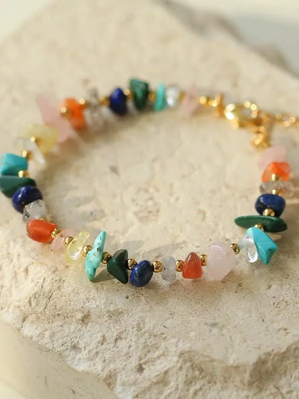 Irregular Colored Broken Stone Bead Bracelets