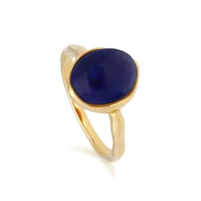 Irregulär B Edelstein Lapislazuli Ring In Vergoldetem Sterling Silber