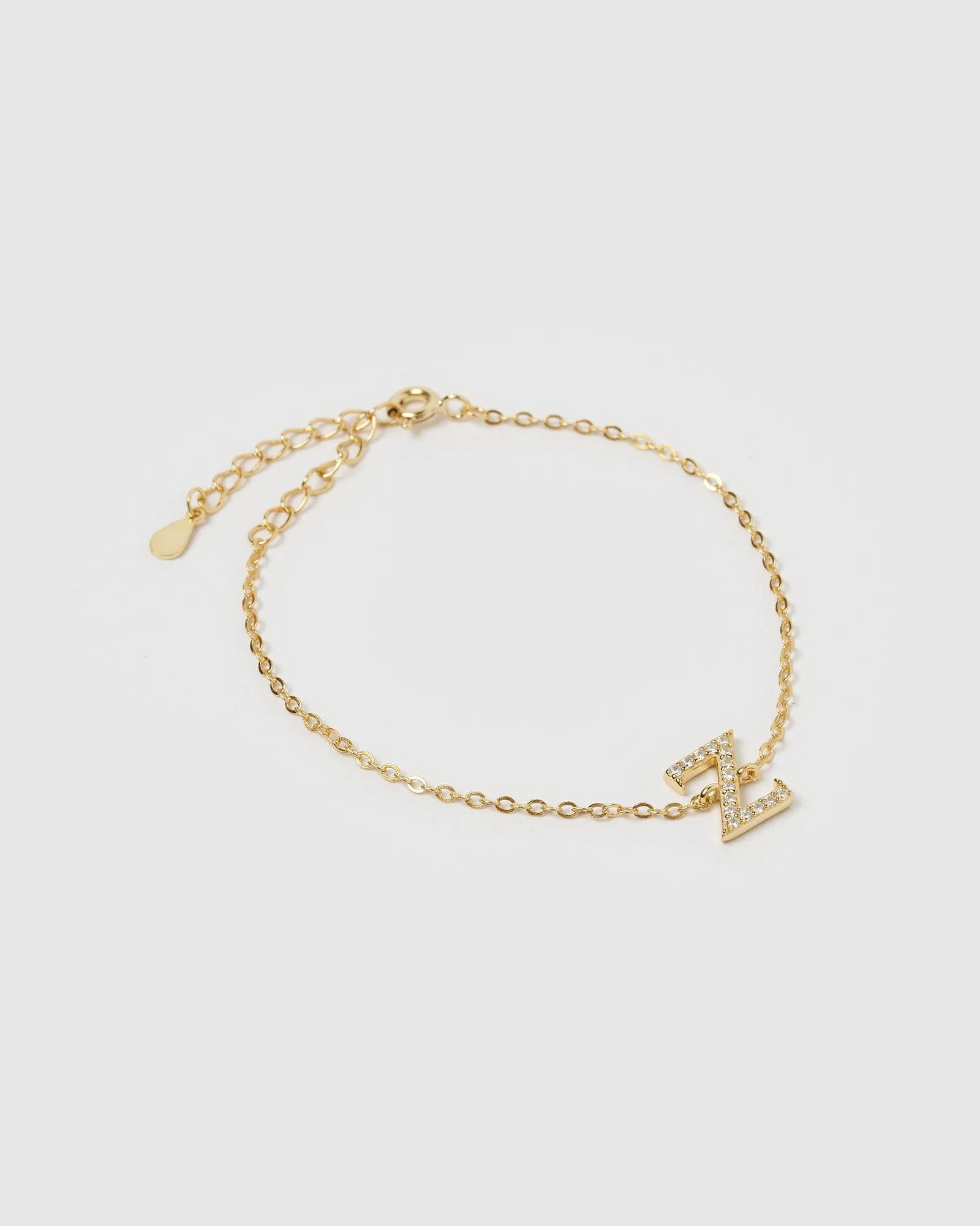 Izoa Crystal Letter Z Bracelet Gold