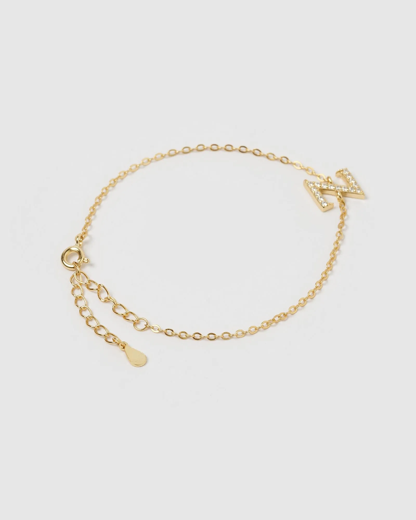 Izoa Crystal Letter Z Bracelet Gold