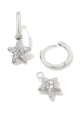 Jae Star Pave Huggie Earring Rhod White Crystal by Kendra Scott