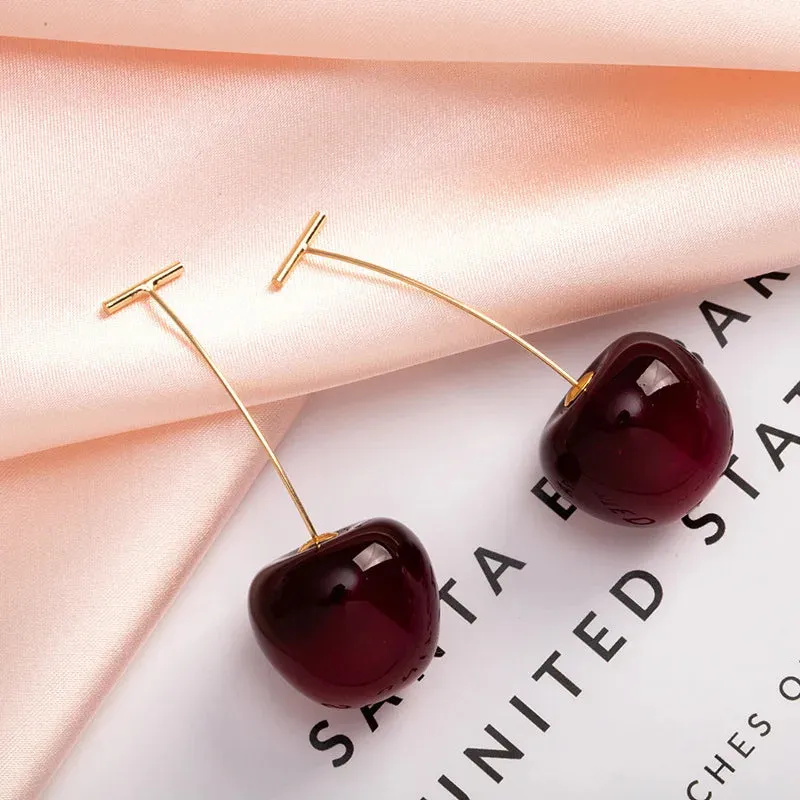 JC - Cherry Drop Earrings: 2024 Japan-Korean style, cute gift for women and girls