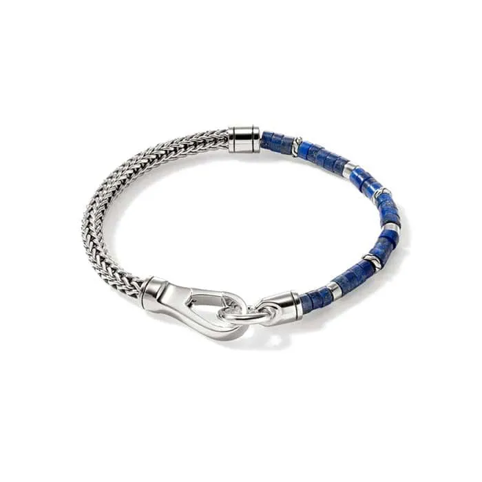 John Hardy 4MM Lapis Heishi Chain Bracelet in Sterling Silver