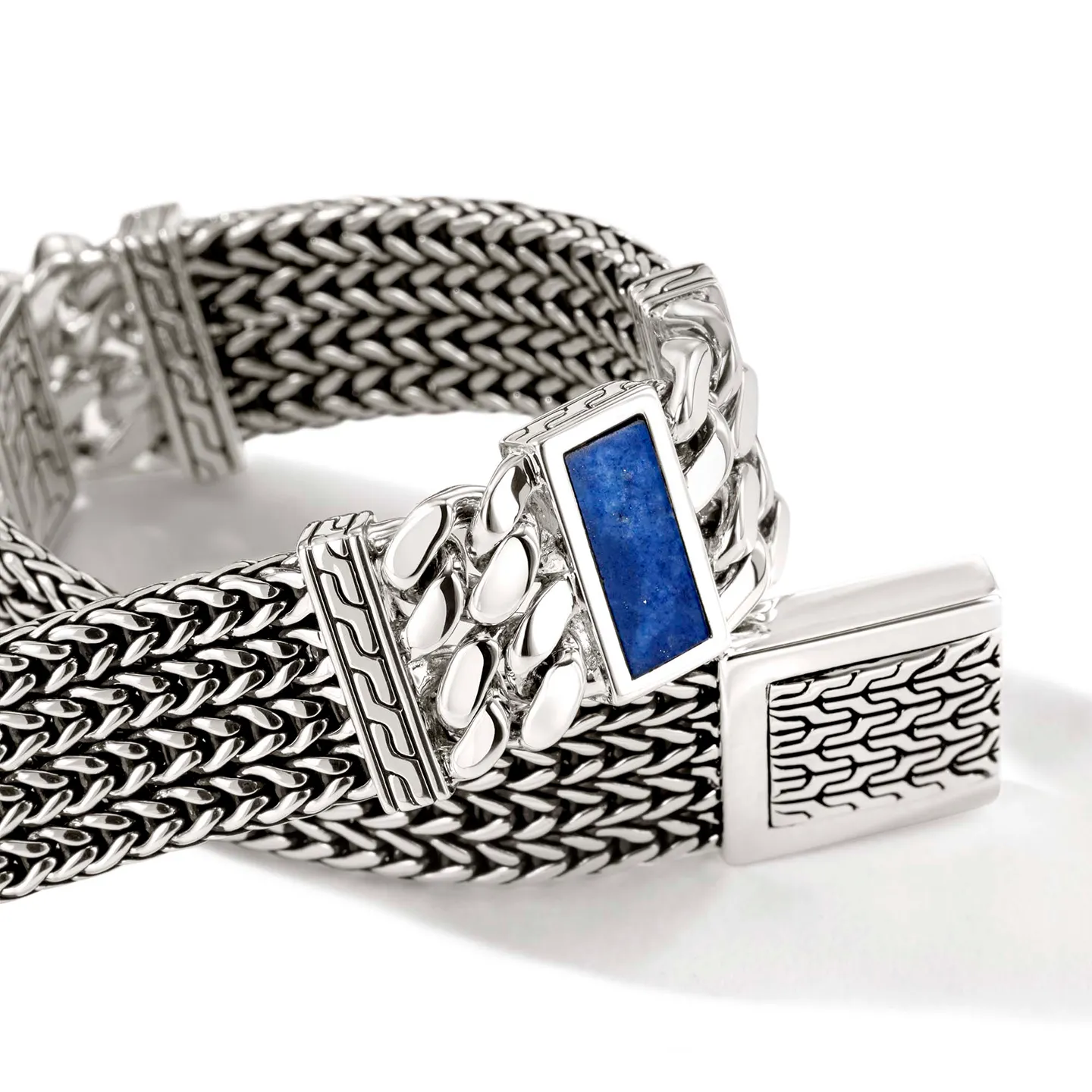 John Hardy Classic Chain Rata Sterling Silver Bracelet with Lapis Lazuli Stations