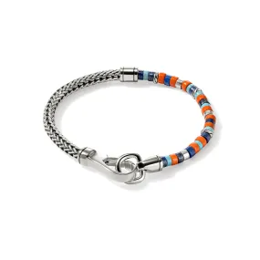 JOHN HARDY LARGE STERLING SILVER LAPIS, ORANGE BEAD AND TURQUOISE BRACELET