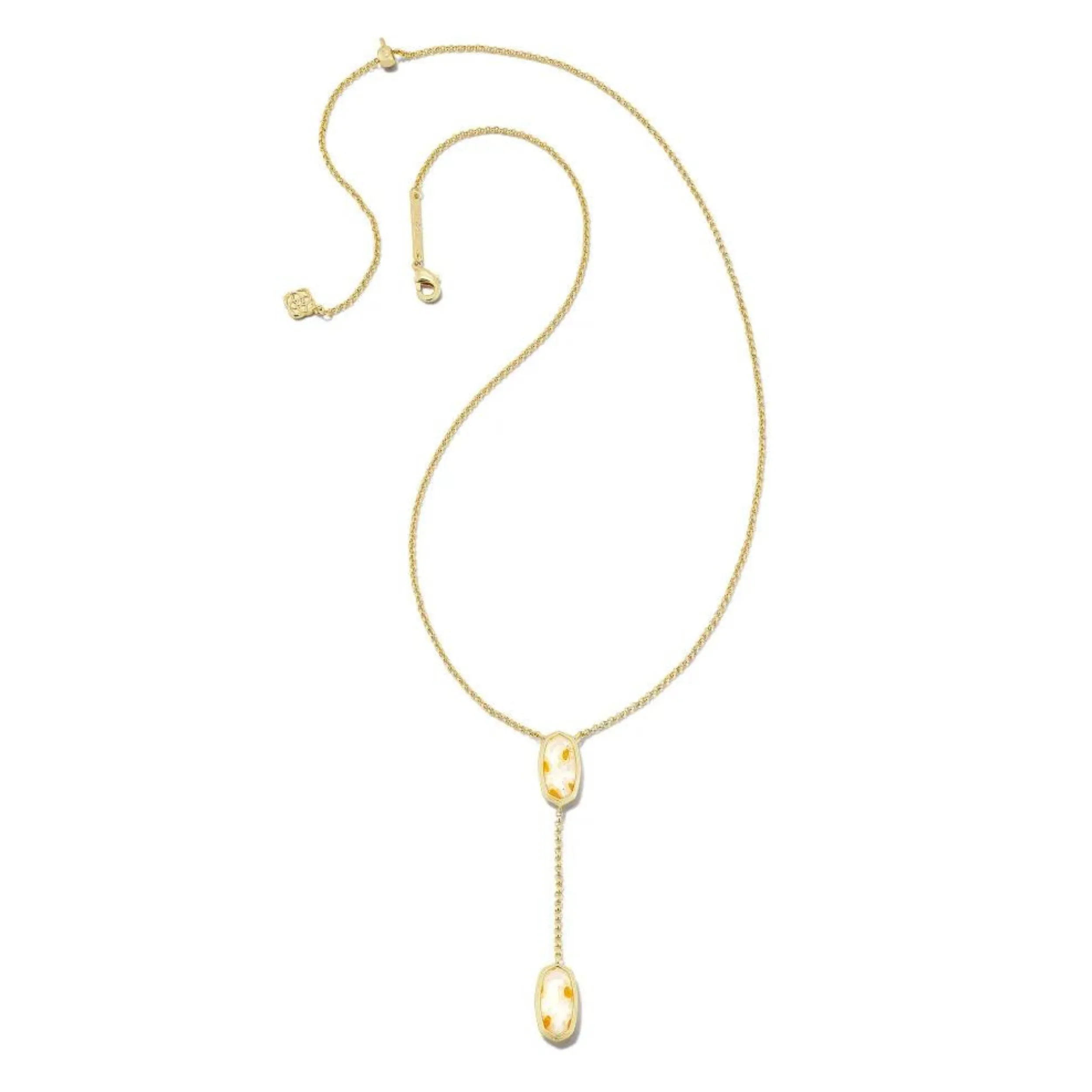 Kendra Scott | Elisa Y Framed Neklace in Gold White Mosaic Glass