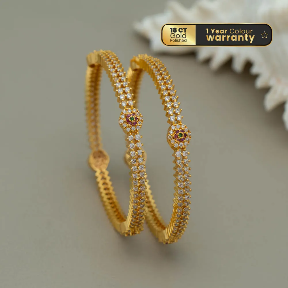 KF101562 - Gold Plated AD Stone Bangle (pair)