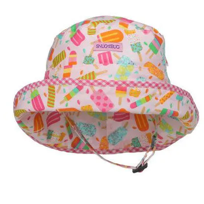 Kids Adjustable Sun Hat, in size infant to 2 years, cheerful ice pops print