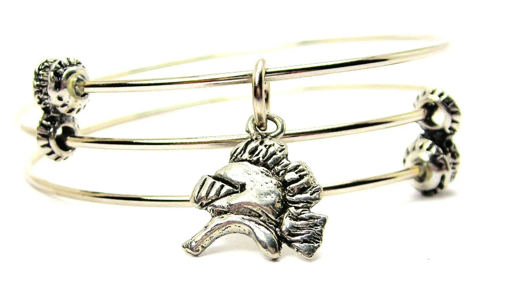 Knight Mascot Head Triple Style Expandable Bangle Bracelet