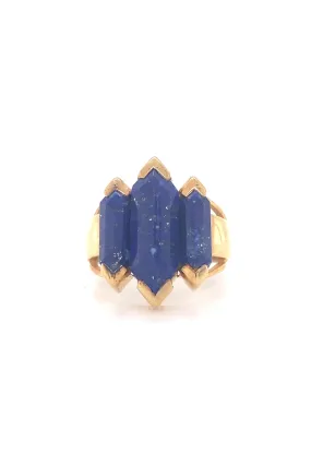 Knuckle Duster Ring - Gold & Lapis