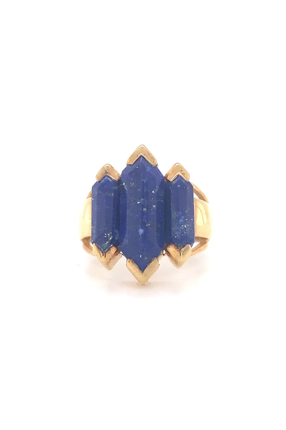 Knuckle Duster Ring - Gold & Lapis