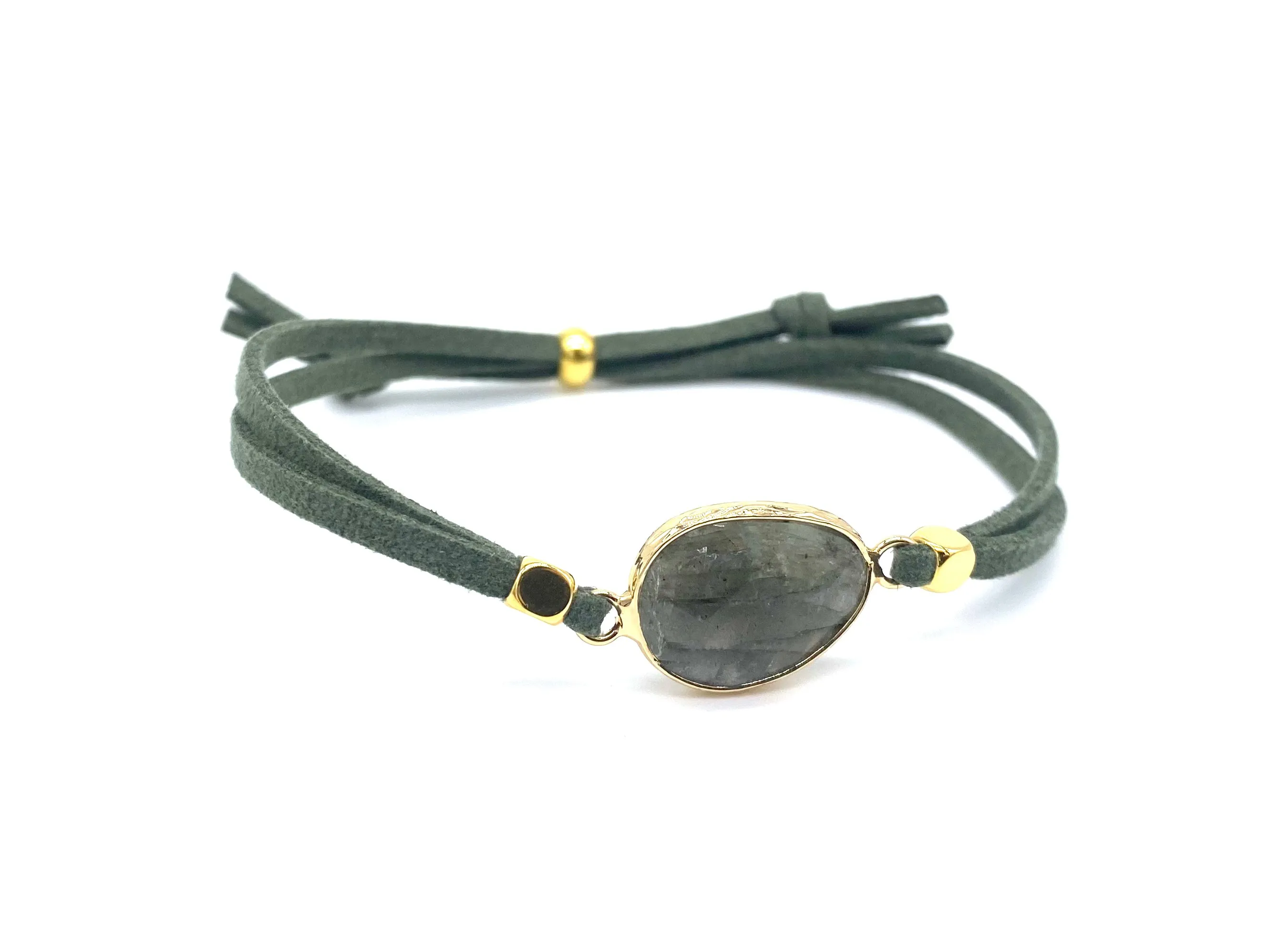 Labradorite Suede Crystal Diffuser Bracelet