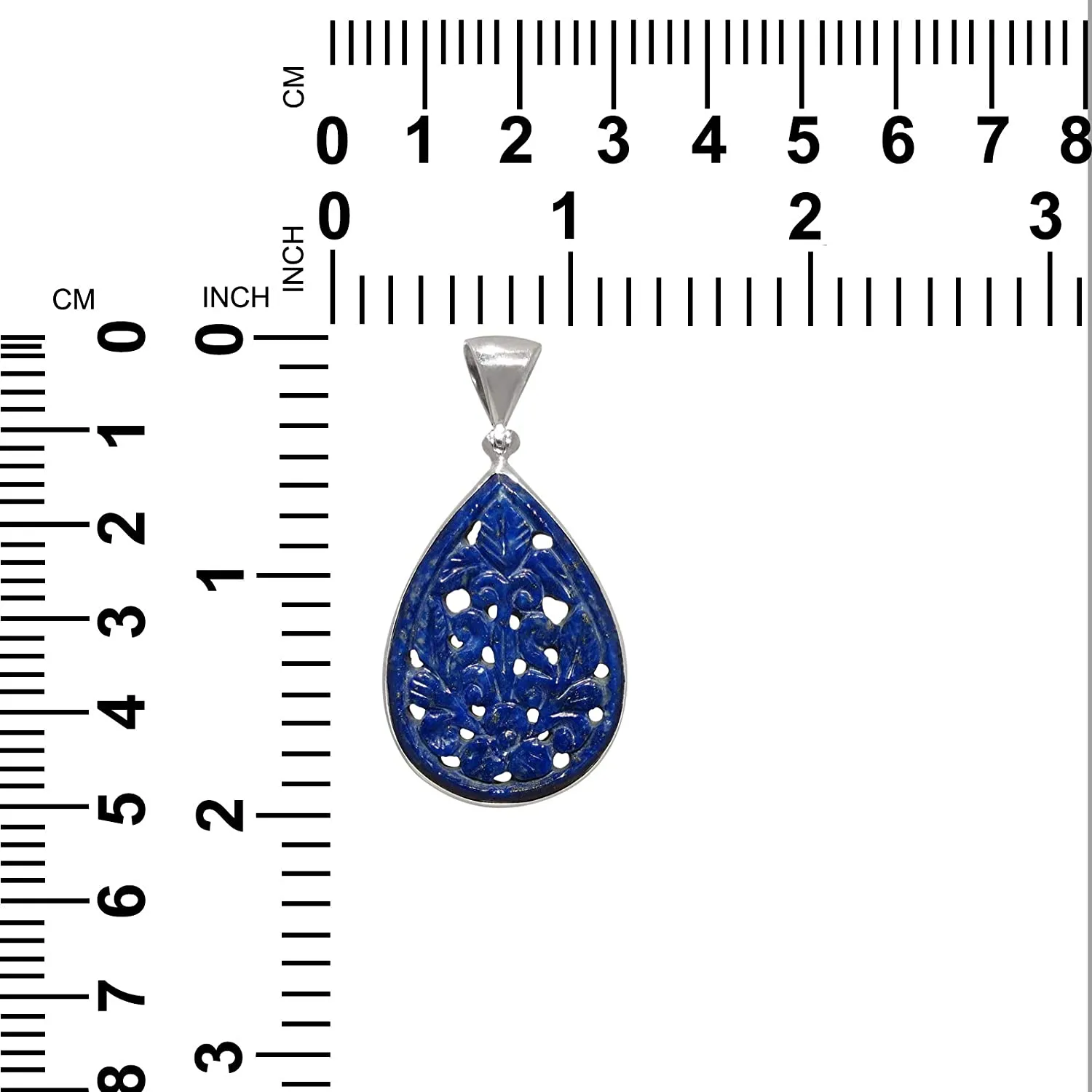 Lapis Lazuli Amulet Pendant 5 cm Flower of Life Handmade 925 Sterling Silver