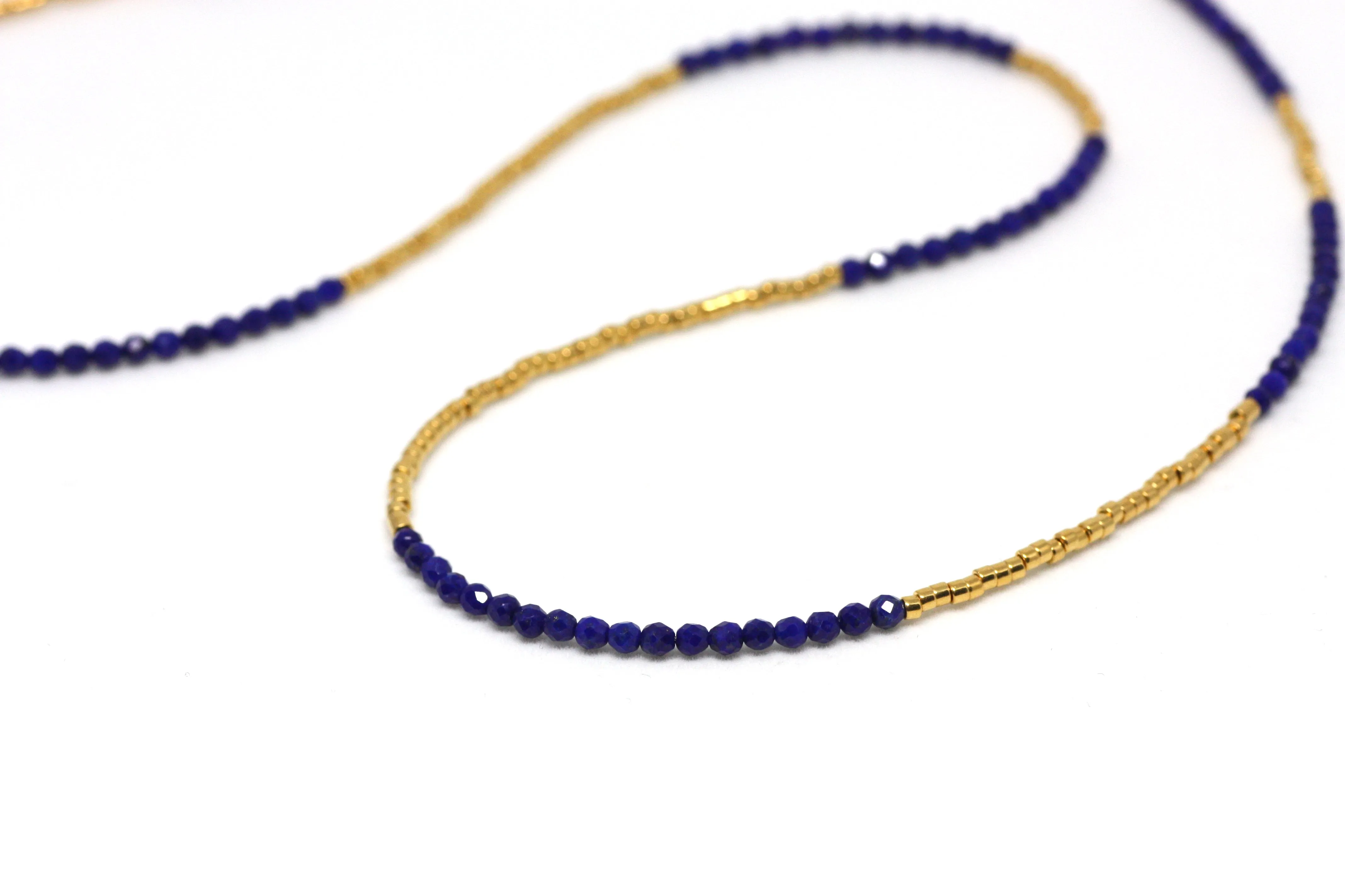 Lapis Lazuli and Gold Wrap Bracelet