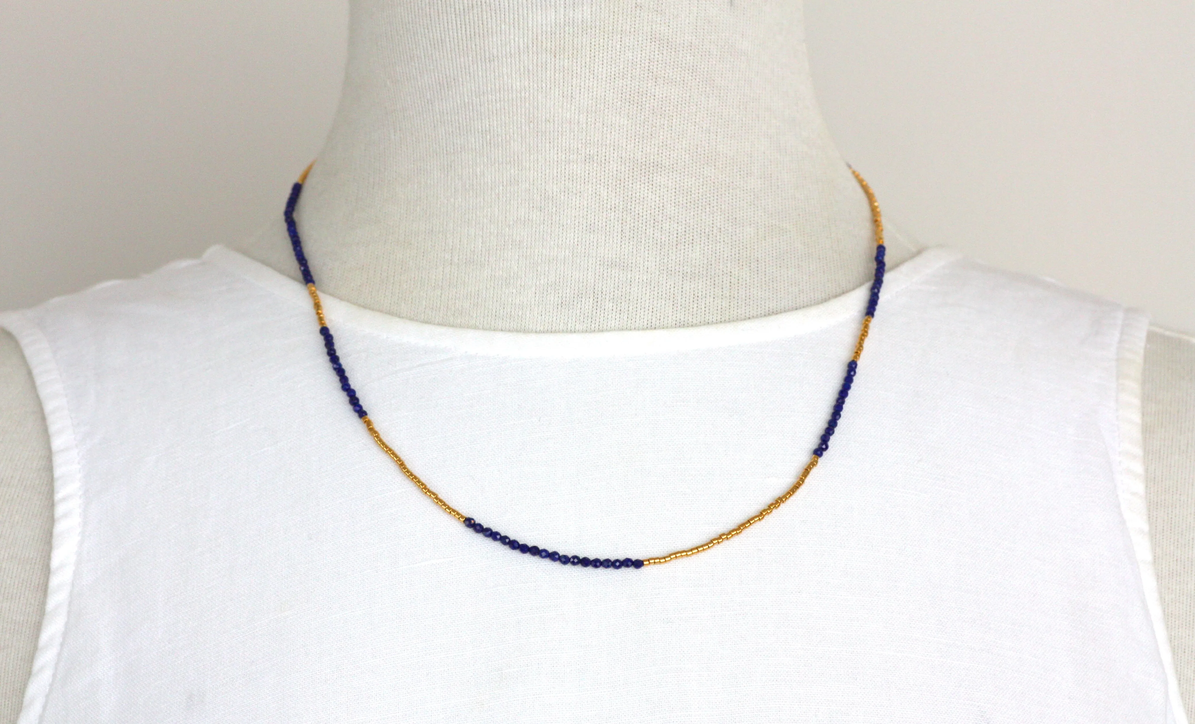 Lapis Lazuli and Gold Wrap Bracelet