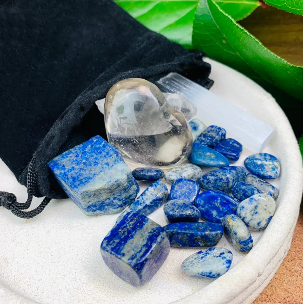 Lapis Lazuli Clarity Crystal Pouch Set