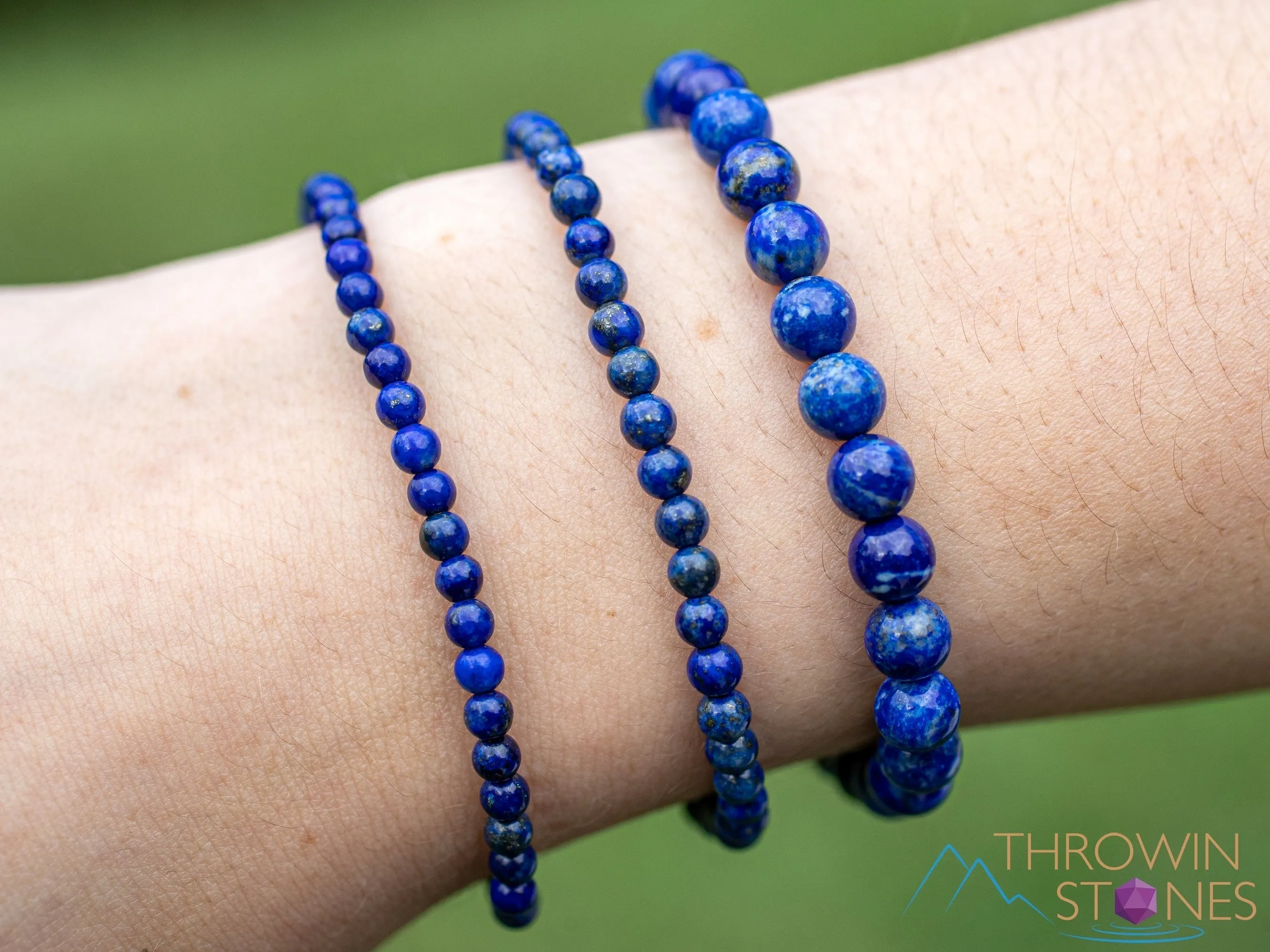 LAPIS LAZULI Crystal Bracelet - Bright Blue, Round Beads - Beaded Bracelet, Handmade Jewelry, Healing Crystal Bracelet,  E0592