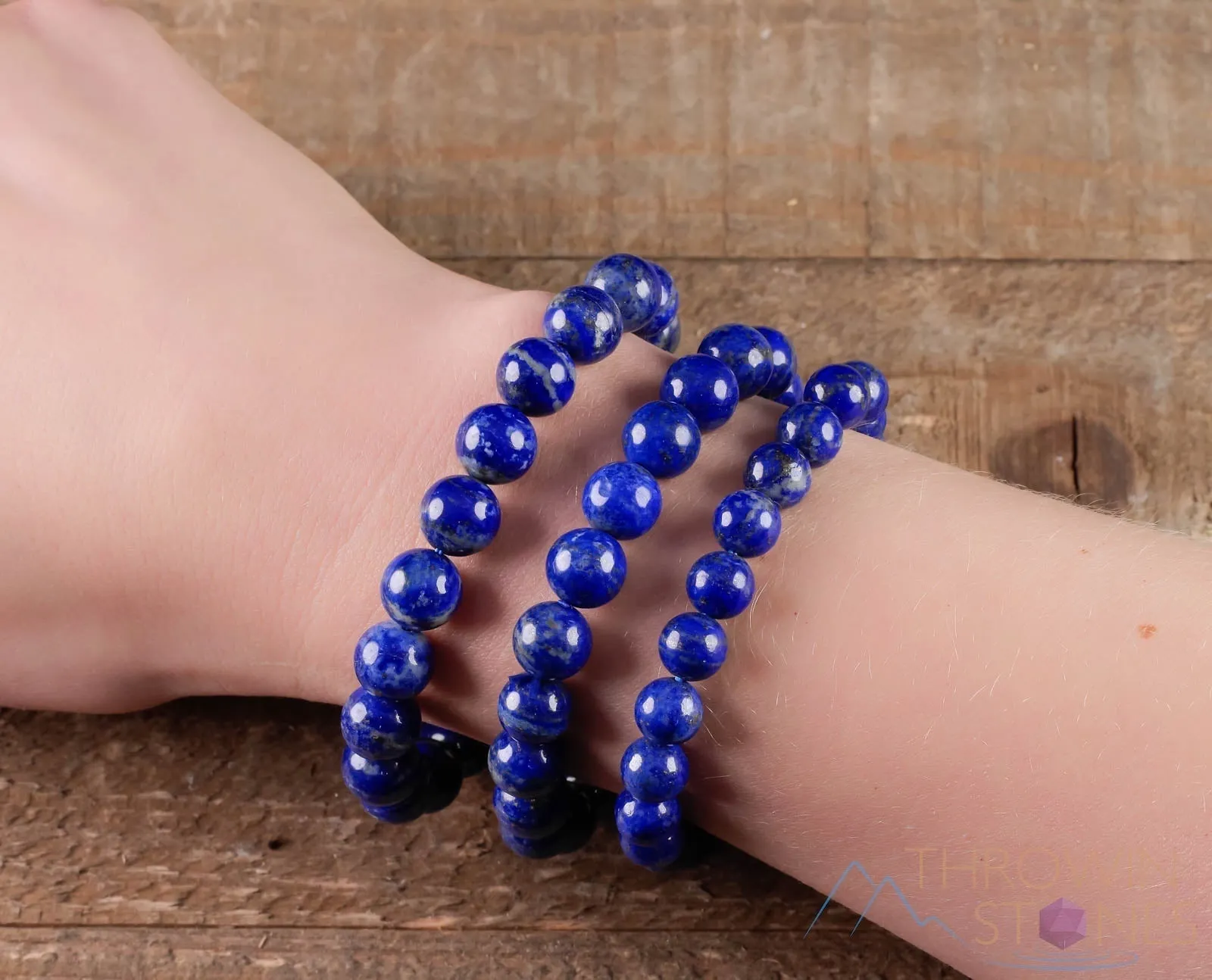 LAPIS LAZULI Crystal Bracelet - Bright Blue, Round Beads - Beaded Bracelet, Handmade Jewelry, Healing Crystal Bracelet,  E0592