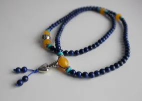 Lapis Lazuli Energy Mala  with Heart Charm