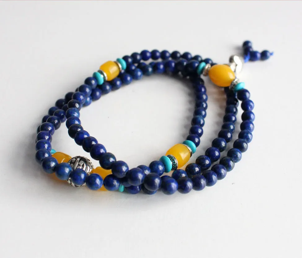 Lapis Lazuli Energy Mala  with Heart Charm