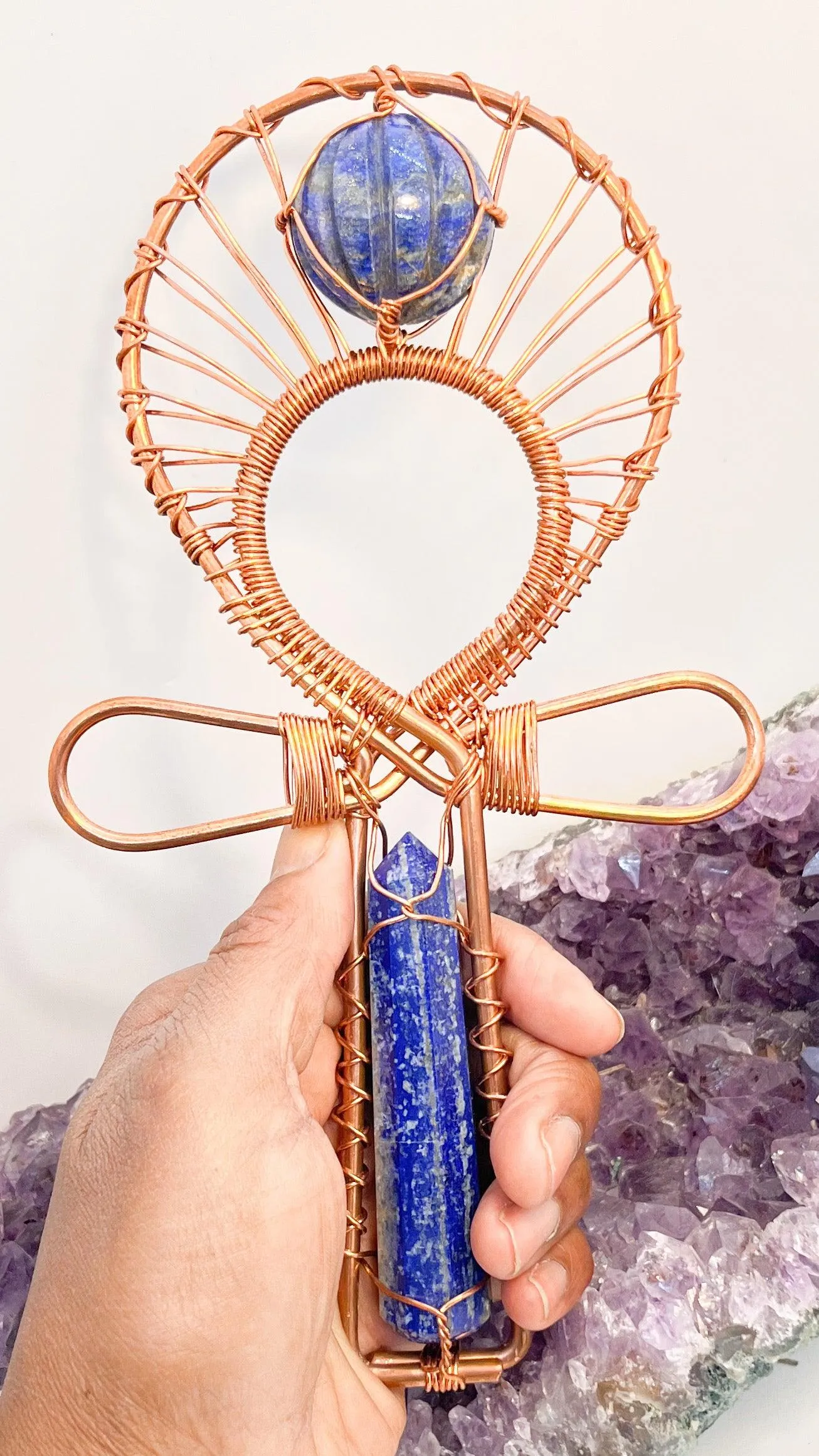 Lapis Lazuli Handheld Ankh