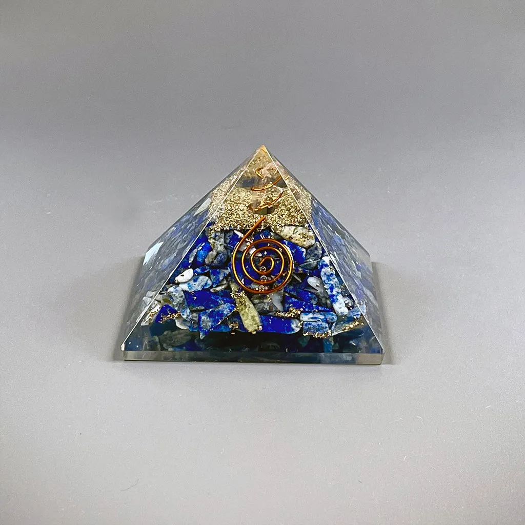 Lapis Lazuli Orgonite Crystal Pyramid with Copper 60mm