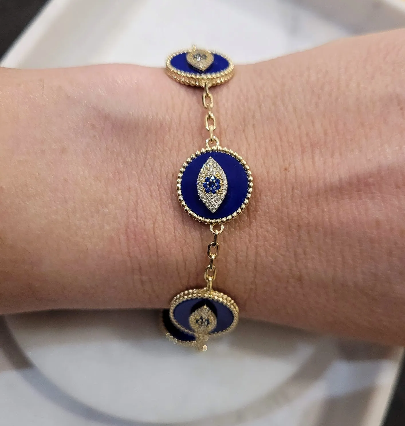 Lapis Multi Eye Bracelet