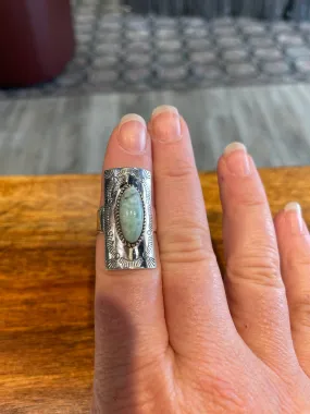 Larimar Stamped Ring in Silver