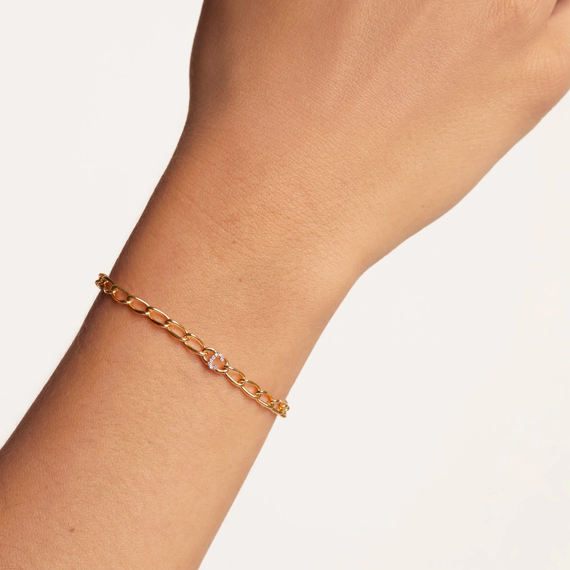 Letter C Chain Gold Bracelet