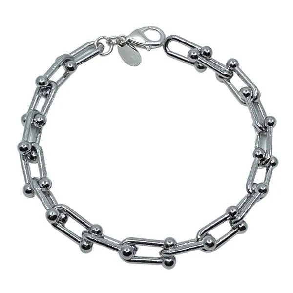 Link Bracelet: Thick U Link Available in Gold or Silver (BG402)