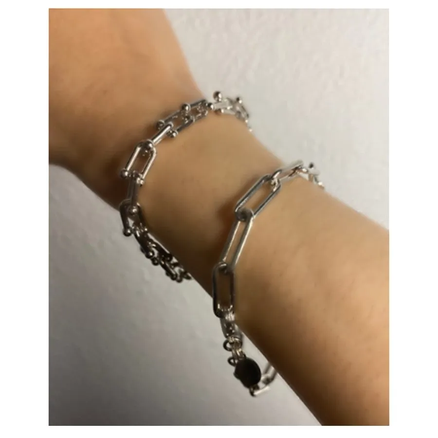 Link Bracelet: Thick U Link Available in Gold or Silver (BG402)