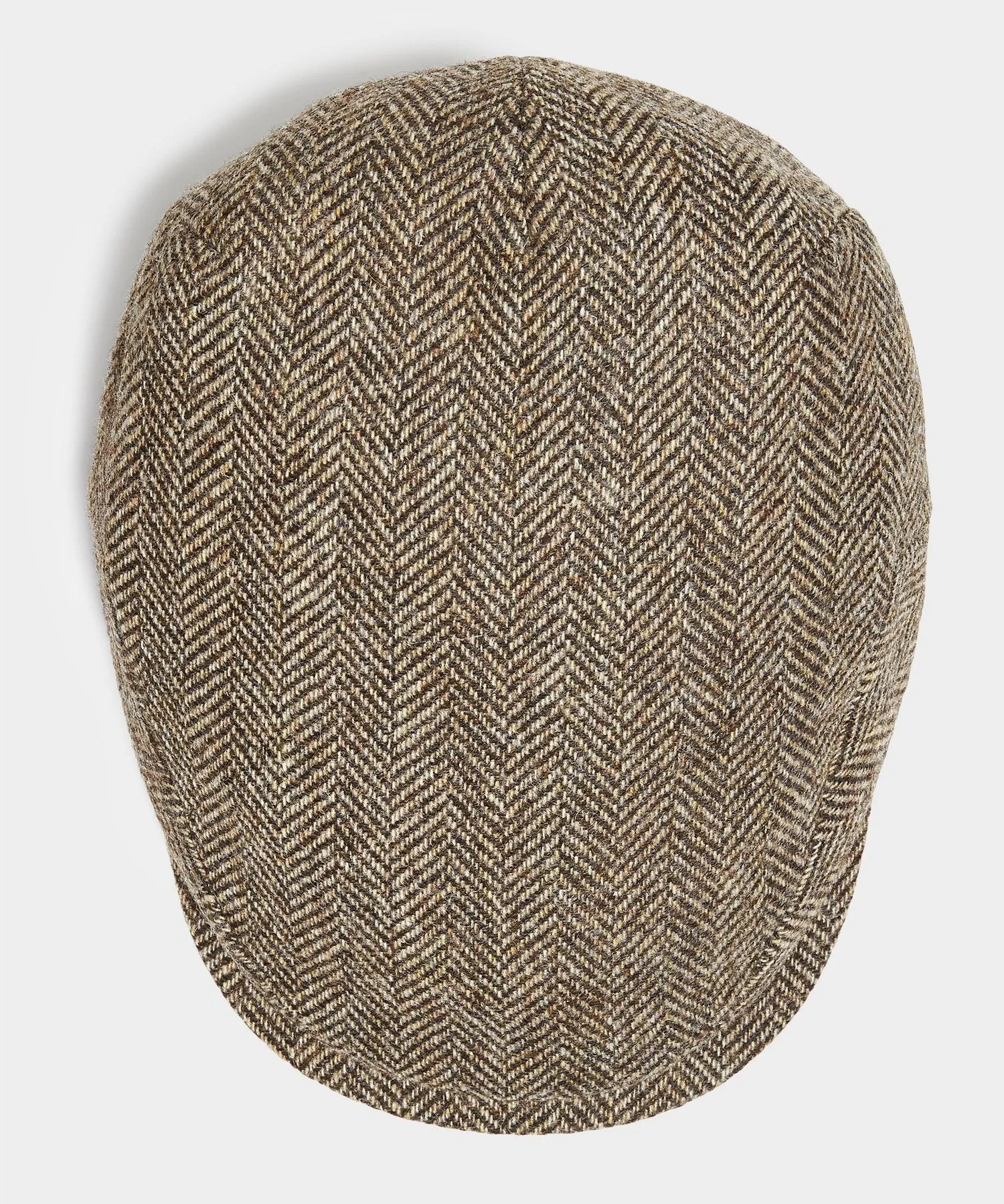 Lock & Co Drifter Flat Cap Moon Wool in Brown Herringbone