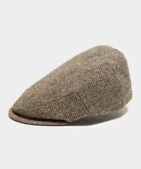 Lock & Co Drifter Flat Cap Moon Wool in Brown Herringbone