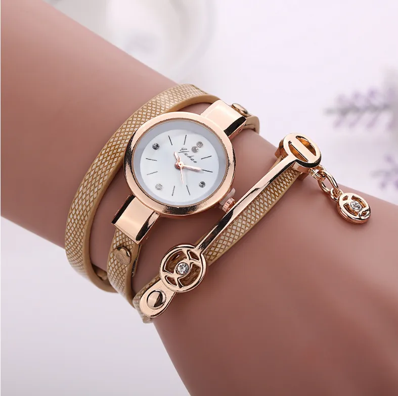 Long-chain thin strap watch quartz watch Three-ring winding bracelet watch