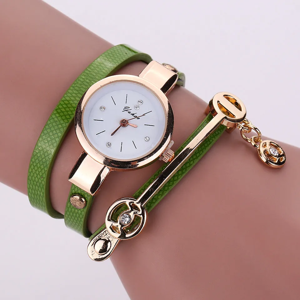 Long-chain thin strap watch quartz watch Three-ring winding bracelet watch