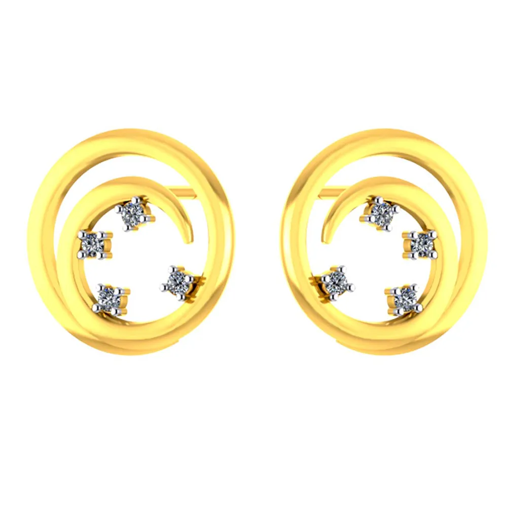 Lovely Minimal 14k Gold And Diamond Stud Earrings From Pc Chandra Diamond Collection