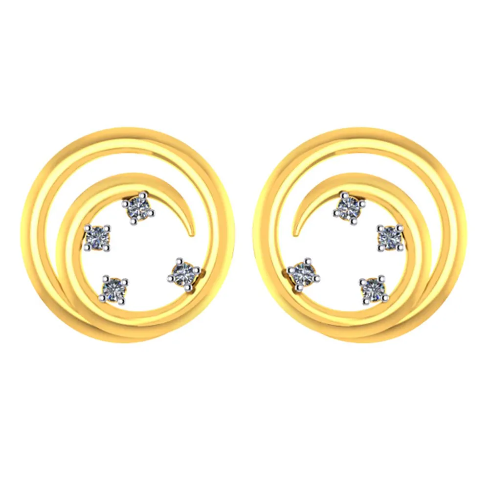 Lovely Minimal 14k Gold And Diamond Stud Earrings From Pc Chandra Diamond Collection