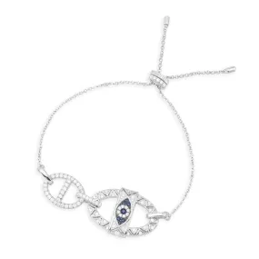 Lucky Eye Adjustable Bracelet - White Silver