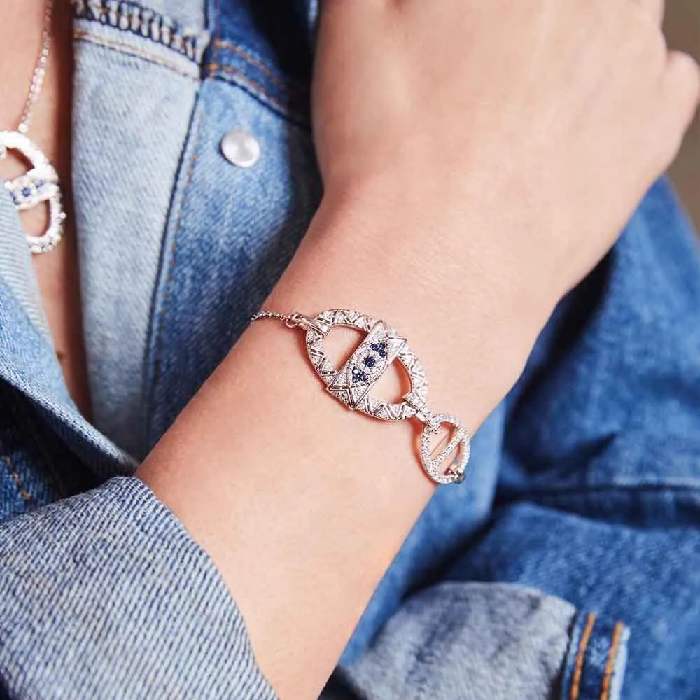 Lucky Eye Adjustable Bracelet - White Silver