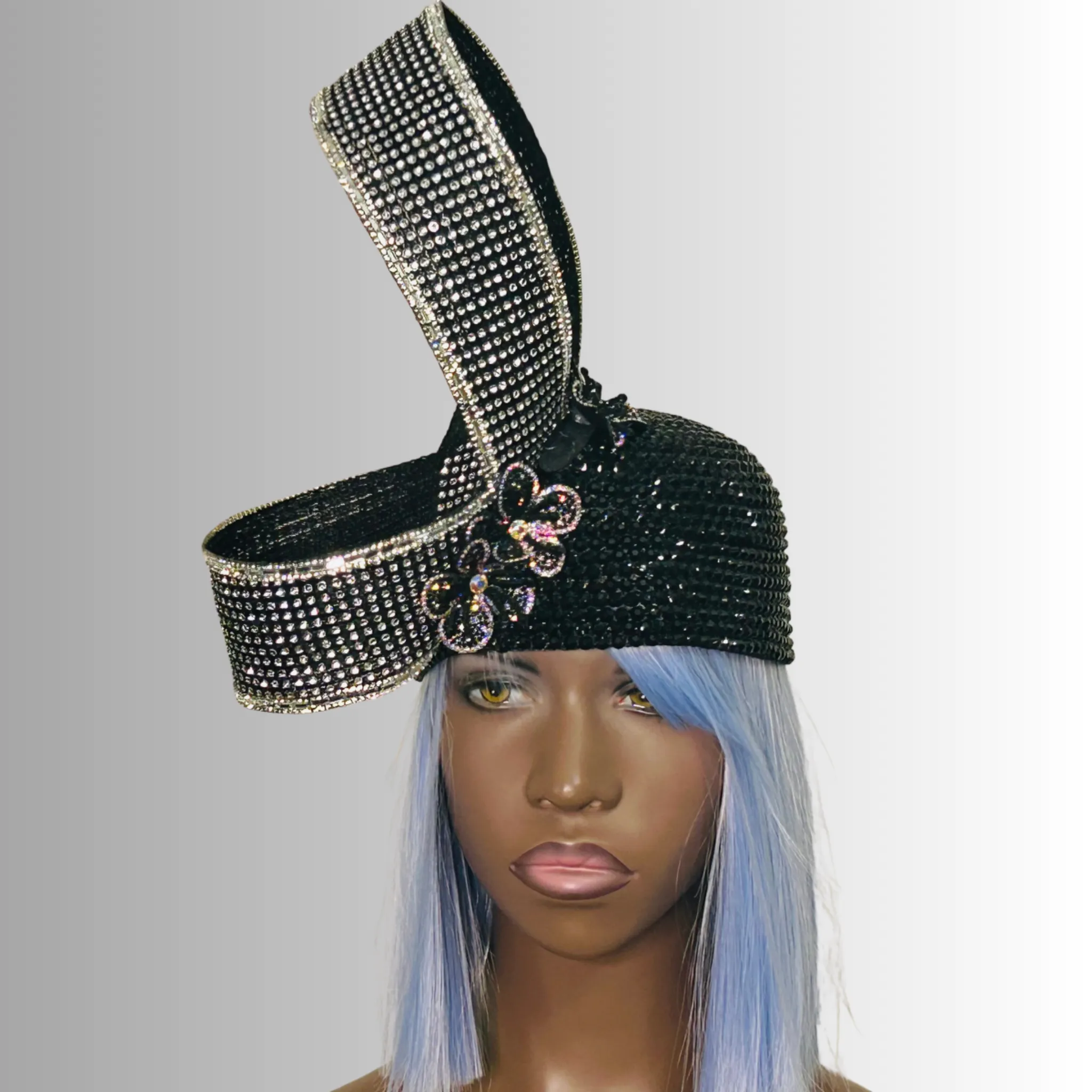 Lumiere Crystal Laden Bubble Hat - Black