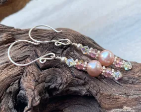 Luxury Mauve Pearl Pink Quartz Earrings