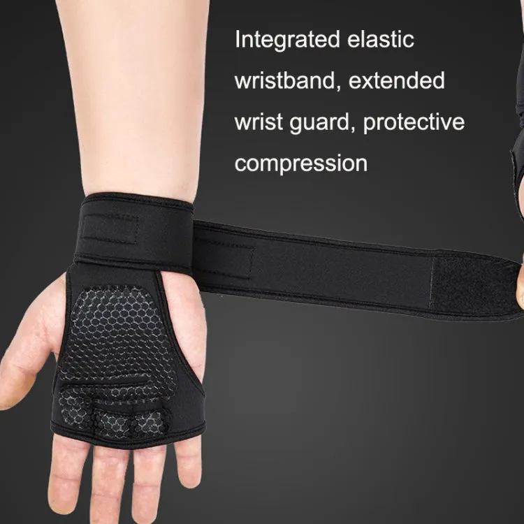 M Weightlifting Dumbbell Horizontal Bar Anti-cocoon Anti-slip Wrist Fitness Four-finger Gloves(Black)