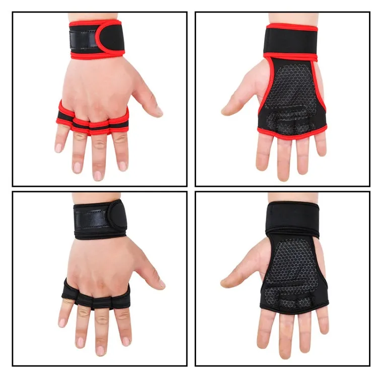 M Weightlifting Dumbbell Horizontal Bar Anti-cocoon Anti-slip Wrist Fitness Four-finger Gloves(Black)