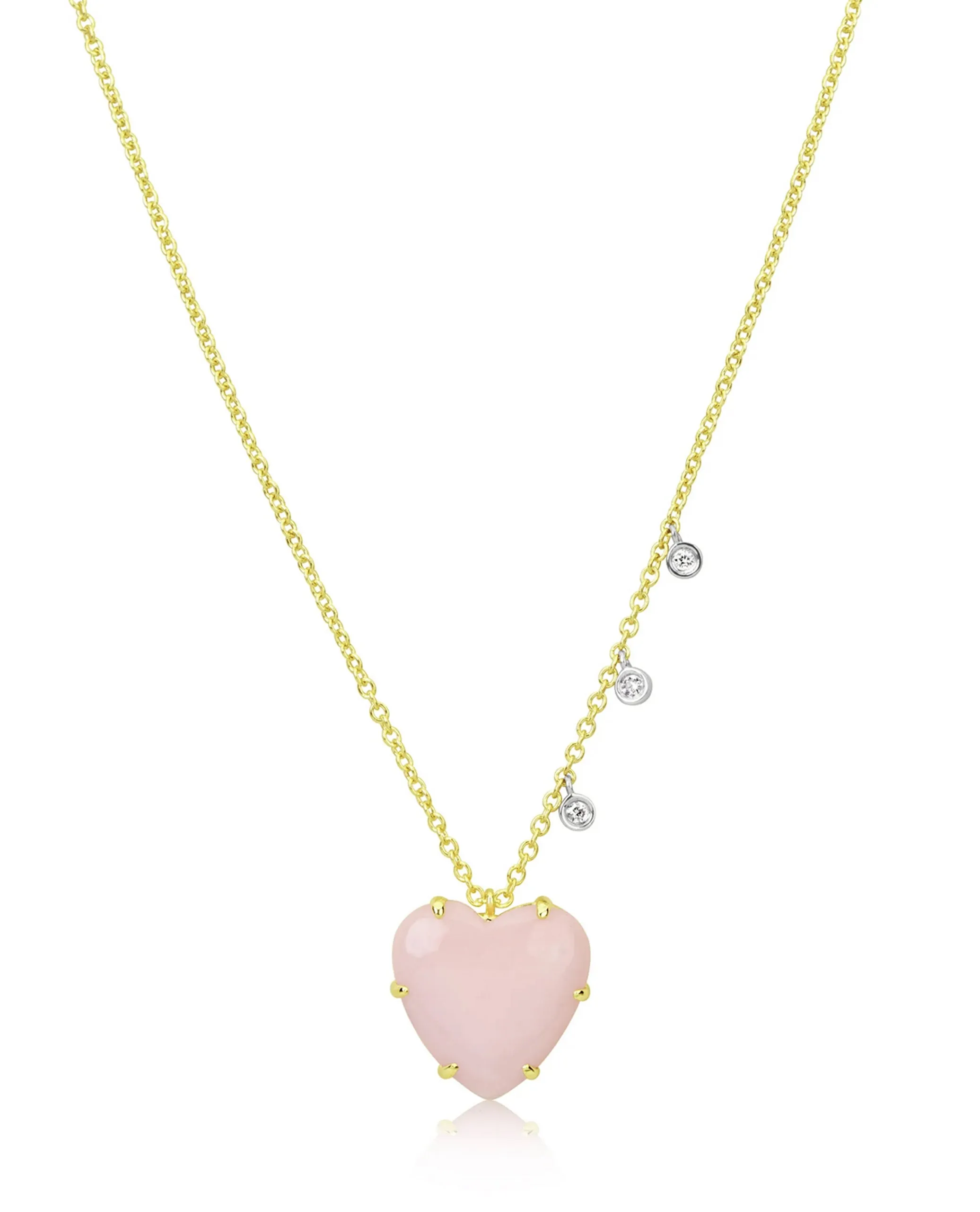 Meira T. 14K Yellow Gold Pink Opal Heart Necklace N13972/YP