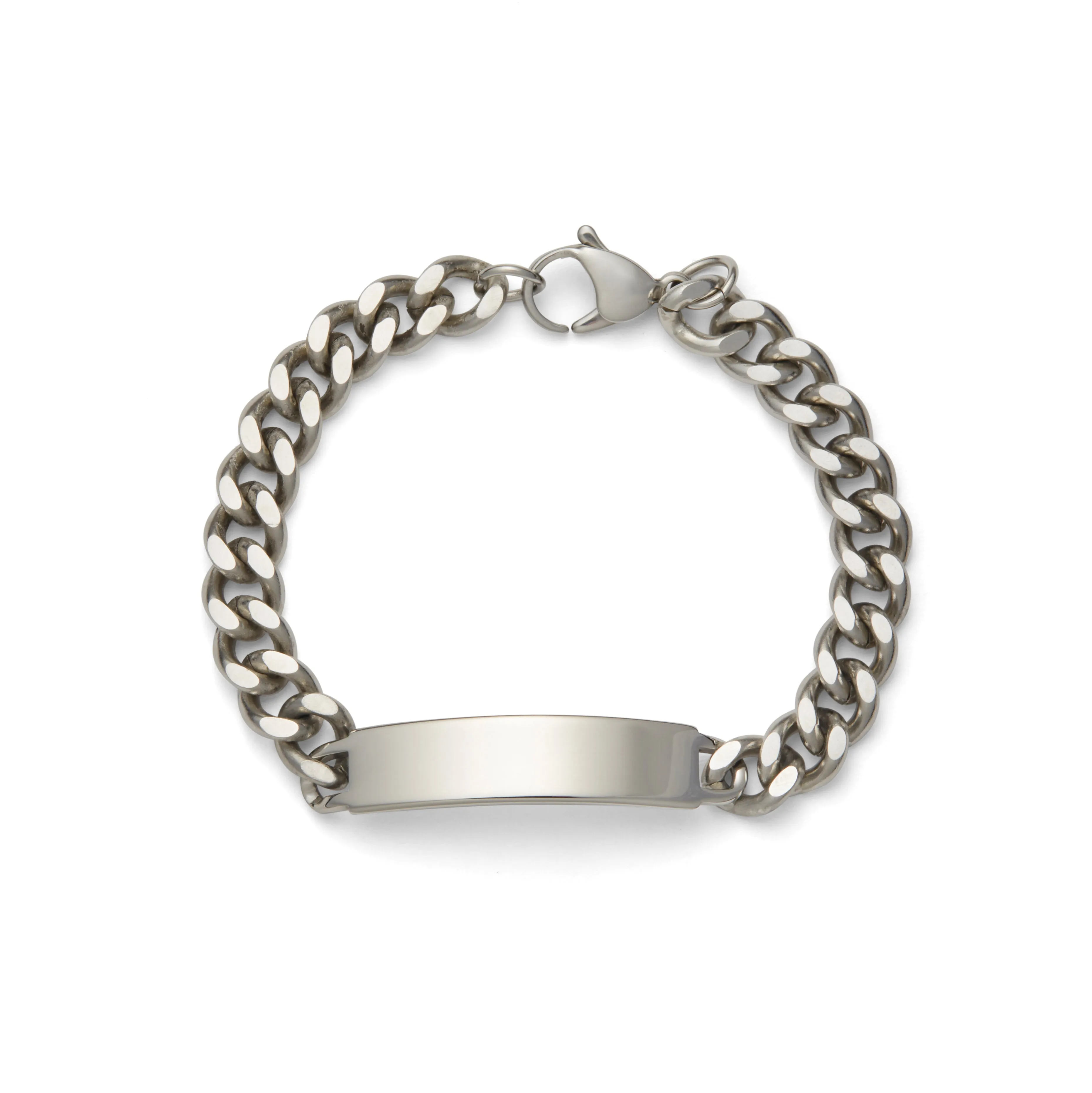 Men's ID Bracelet with Polished Plaque